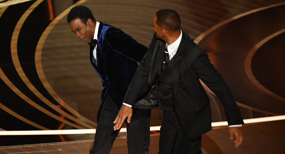 In 2022 Will Smith slapped Chris Rock and was banned from the Oscars for ten years as a result. Credit: Getty Images. 