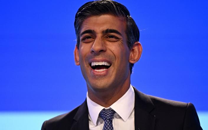 Rishi Sunak, the Prime Minister, is pictured at the CBI conference in Birmingham today - Oli Scarff/AFP