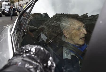 Lord Greville Janner leaves Westminster Magistrates' Court in London, Britain August 14, 2015. REUTERS/Toby Melville