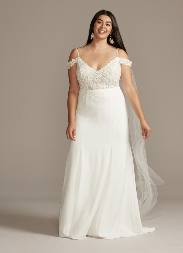 Trying on Gorgeous David's Bridal Wedding Dresses Under $600