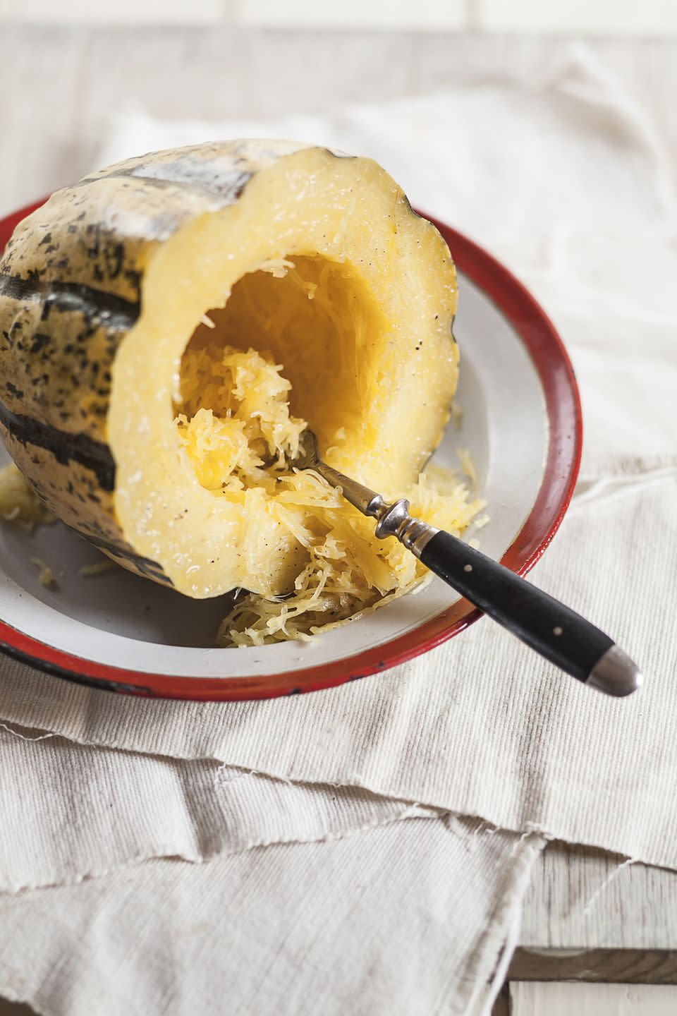 <p>The inner flesh of spaghetti squash is stringy and resembles long noodles. Sub it in your favorite pasta dishes for a lower-calorie meal, or try one of <a href="https://www.prevention.com/food-nutrition/g20479573/spaghetti-squash-recipes/" rel="nofollow noopener" target="_blank" data-ylk="slk:these recipes;elm:context_link;itc:0;sec:content-canvas" class="link ">these recipes</a>.</p>