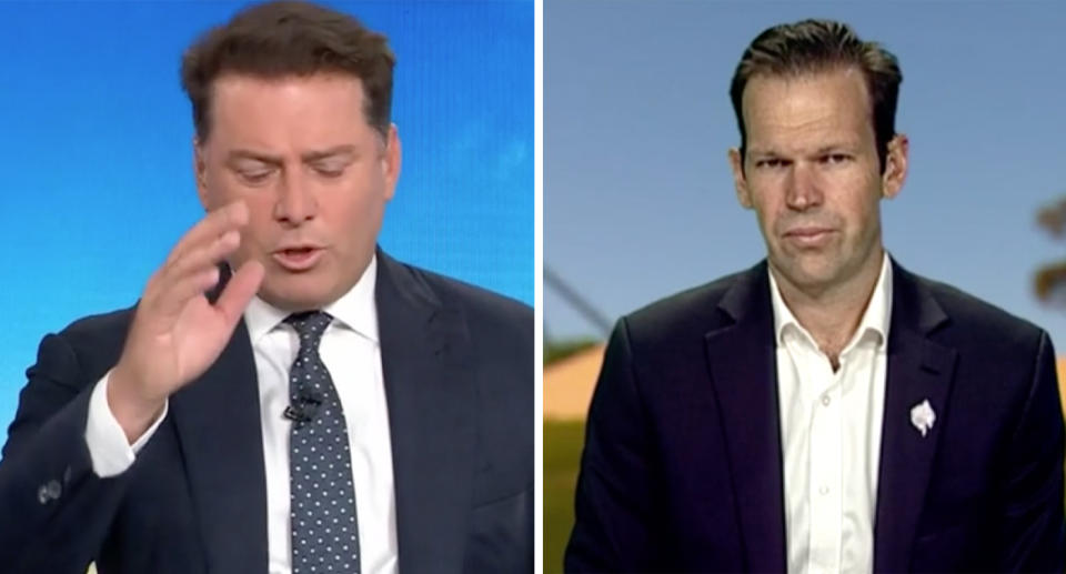 Karl Stefanovic and Matt Canavan during an interview on the Today Show. 