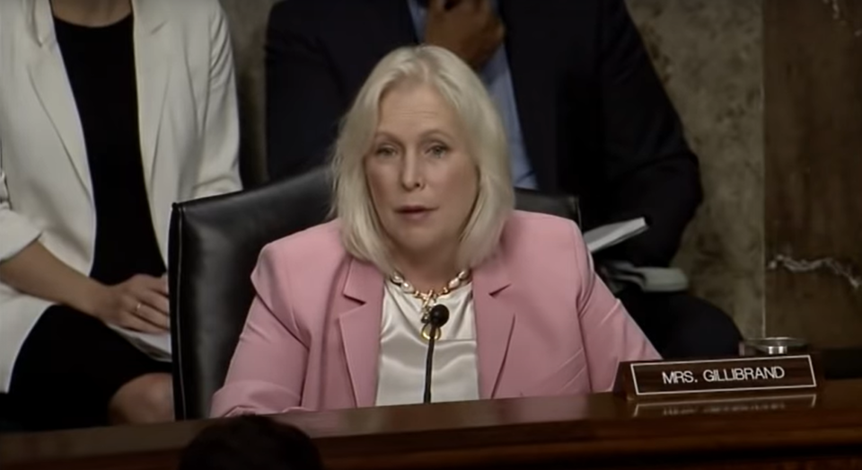 Kristen Gillibrand grills senior military leadership before the Senate Armed Services Committee    ( C-SPAN)