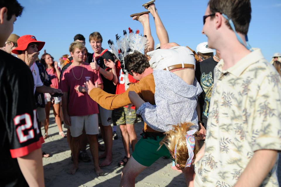 Georgia fans, mostly college and high school students, have partied at "Frat Beach," on St. Simons Island the day before the Georgia-Florida game.