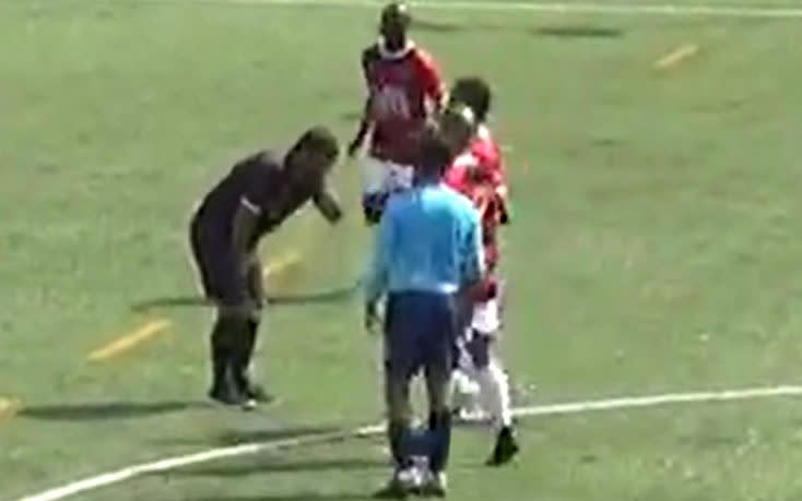 Videograb taken from NW London FC of amateur referee Satyam Toki reacts after being punched by a player who had been sent off - PA Photo