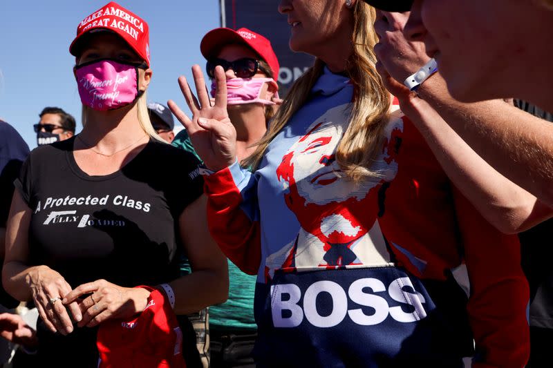 FILE PHOTO: U.S. President Donald Trump holds a campaign rally at Laughlin/Bullhead International Airport in Arizona