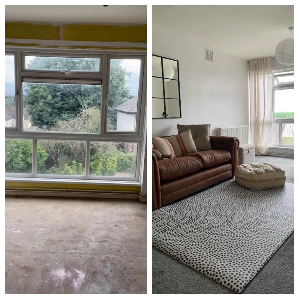 Before and after photos of a property furnished in collaboration with Jojo Barr of House Nine Design (Furnishing Futures)