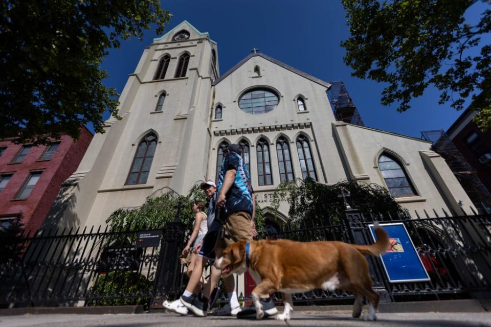 Saint Mary Star of the Sea Church in Carroll Gardens is part of a bustling commercial strip on Court Street that is popular with families. Michael Nagle