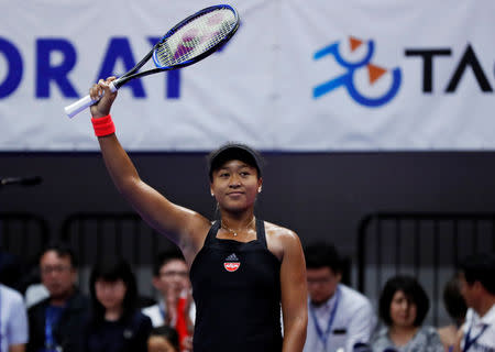 Tennis - Pan Pacific Open Women's Singles Semifinal match - Arena Tachikawa Tachihi, Tokyo, Japan - September 22, 2018. Naomi Osaka of Japan reacts after defeating Camila Giorgi of Italy. REUTERS/Toru Hanai