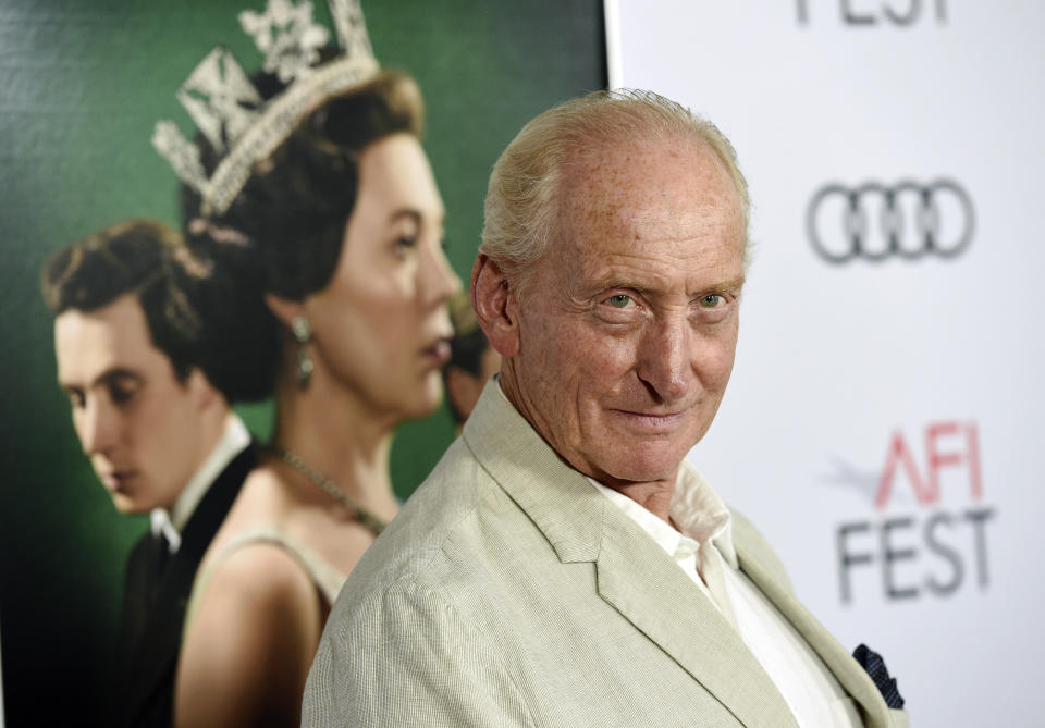 Charles Dance, a cast member in the Netflix series "The Crown," poses at a gala screening of the show at the 2019 AFI Fest at the TCL Chinese Theatre, Saturday, Nov. 16, 2019, in Los Angeles. (Photo by Chris Pizzello/Invision/AP)