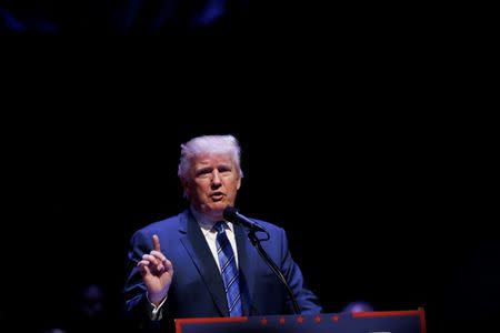 Republican U.S. presidential nominee Donald Trump attends a campaign event at the Merrill Auditorium in Portland, Maine August 4, 2016. REUTERS/Eric Thayer