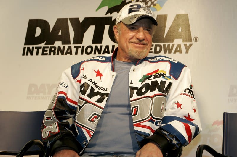 James Caan speaks to the media at a pre-race press conference prior to the start of the NASCAR DAYTONA 500 at Daytona International Speedway in Daytona Beach in 2006. File Photo by Michael Bush/UPI