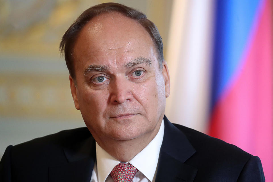 IMage: Russia's Ambassador to the U.S. Anatoly Antonov gives an interview. (Valery Sharifulin / TASS / Getty Images file)