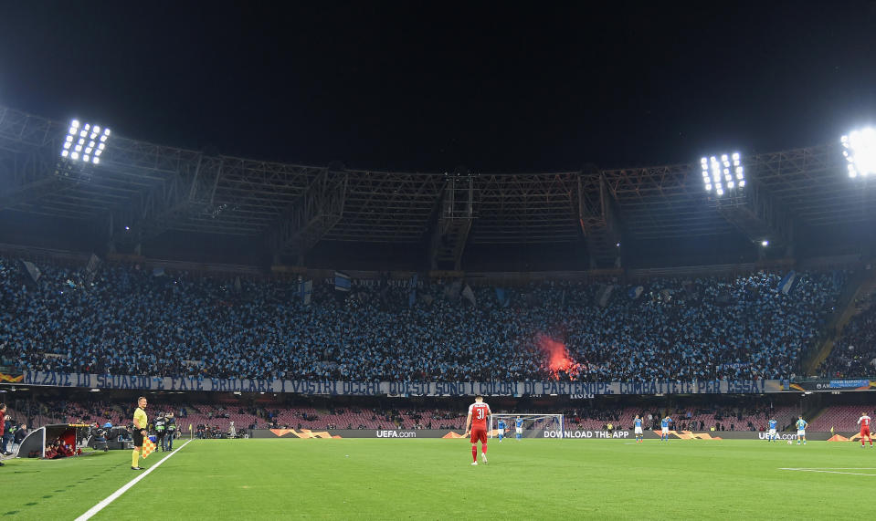 Napoli fans grew more and more frustrated as their Europa League exit neared