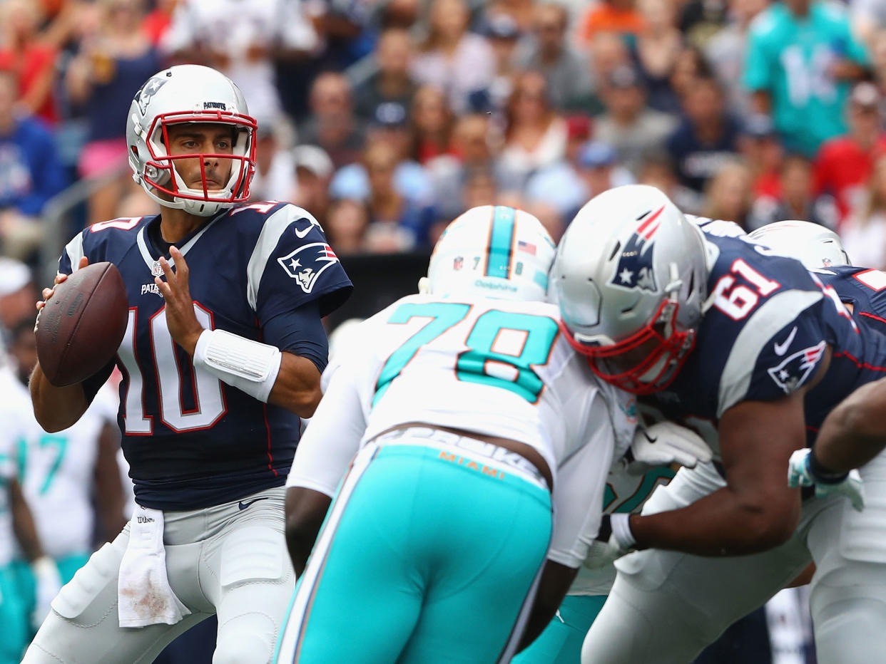 Jimmy Garoppolo started two games, winning both, for the Patriots in 2016: Getty