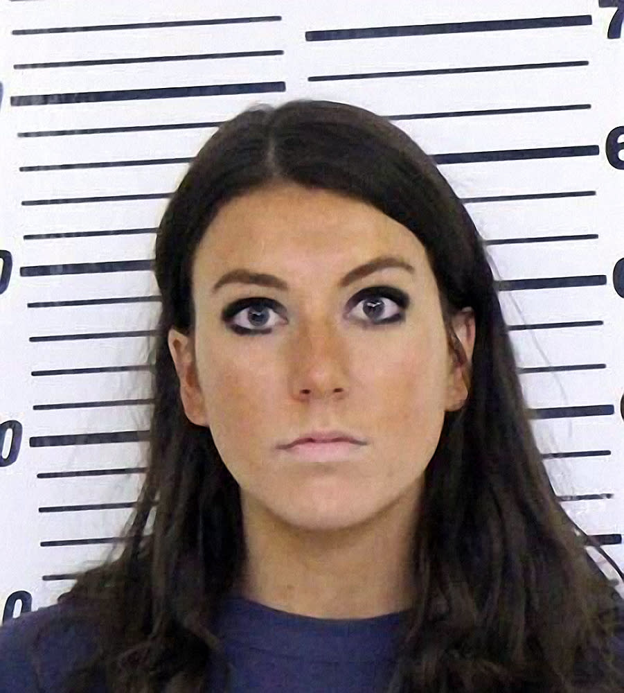 This photo provided by the Scott County Jail shows Madison Russo. Russo, an Iowa woman who falsely claimed to have cancer and documented her “battle” on social media will stay out of prison after a judge gave her probation and a suspended sentence. (Scott County Jail via AP)