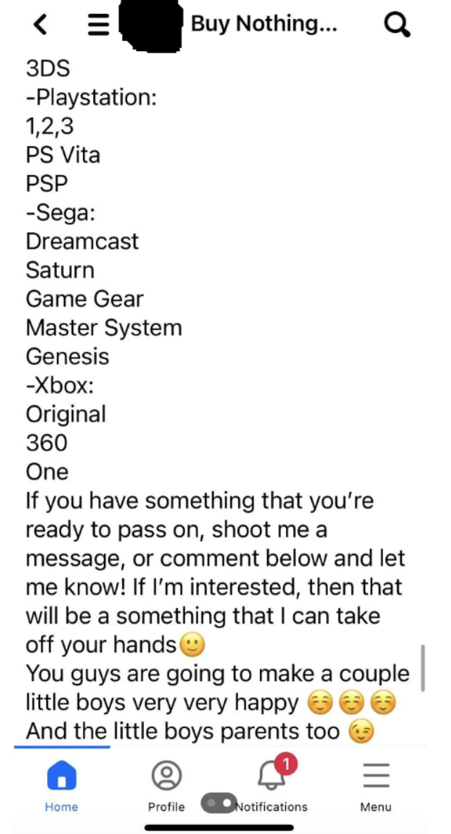 List goes on to include Xboxes, Genesis, Sega, and Playstation