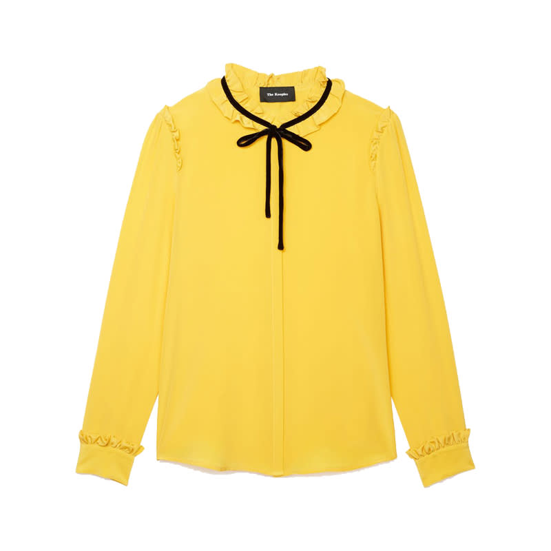 <a rel="nofollow noopener" href="http://www.thekooples.com/us/silk-mix-shirt-with-ruffle-details-1211177.html" target="_blank" data-ylk="slk:Silk Mix Shirt With Ruffle Details, The Kooples, $295;elm:context_link;itc:0;sec:content-canvas" class="link ">Silk Mix Shirt With Ruffle Details, The Kooples, $295</a><ul> <strong>Related Articles</strong> <li><a rel="nofollow noopener" href="http://thezoereport.com/fashion/style-tips/box-of-style-ways-to-wear-cape-trend/?utm_source=yahoo&utm_medium=syndication" target="_blank" data-ylk="slk:The Key Styling Piece Your Wardrobe Needs;elm:context_link;itc:0;sec:content-canvas" class="link ">The Key Styling Piece Your Wardrobe Needs</a></li><li><a rel="nofollow noopener" href="http://thezoereport.com/entertainment/celebrities/victoria-secret-vs-fantasy-bra-jasmine-tookes-2016/?utm_source=yahoo&utm_medium=syndication" target="_blank" data-ylk="slk:THIS Is Who Will Wear The Fantasy Bra At This Year's Victoria's Secret Fashion Show;elm:context_link;itc:0;sec:content-canvas" class="link ">THIS Is Who Will Wear The Fantasy Bra At This Year's Victoria's Secret Fashion Show</a></li><li><a rel="nofollow noopener" href="http://thezoereport.com/entertainment/culture/avocado-shortage/?utm_source=yahoo&utm_medium=syndication" target="_blank" data-ylk="slk:Fashion Girls React To The Avocado Shortage;elm:context_link;itc:0;sec:content-canvas" class="link ">Fashion Girls React To The Avocado Shortage</a></li></ul>