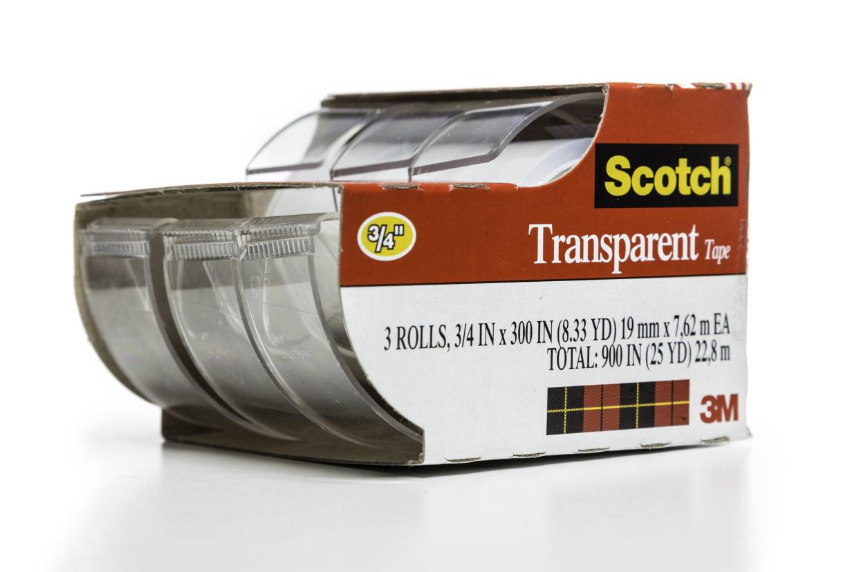 Scotch 3M transparent tape 3 rolls dispenser package