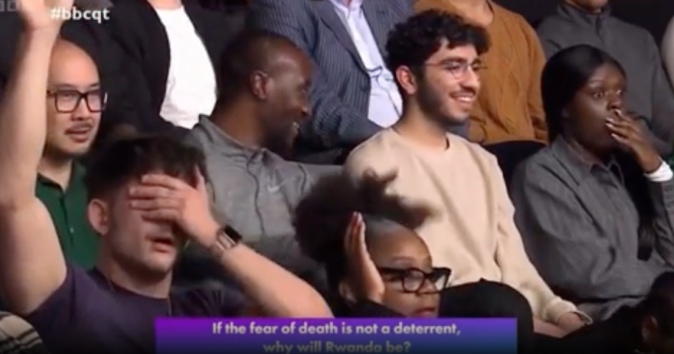 The Question Time audience reacts to Mr Philp’s comments (BBC)