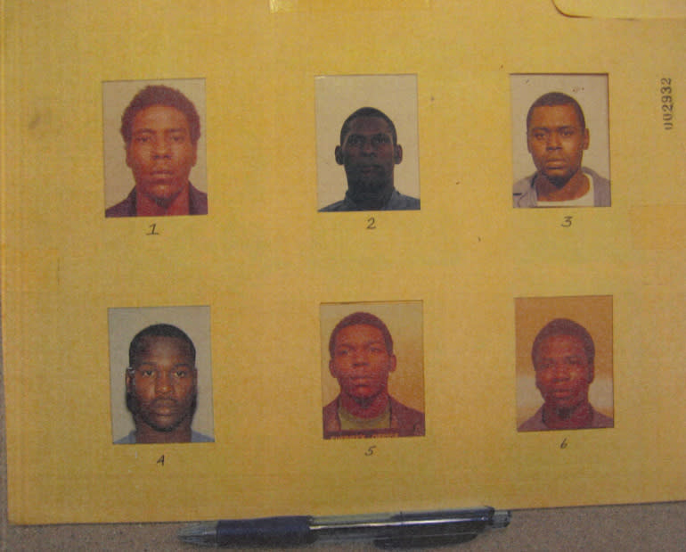 Kim Hallock picked Crosley Green [#2] as the assailant from this photo lineup. Green's picture is smaller and darker than any of the other pictures making it stand out. Investigators also told Hallock that the man that they suspected was in the lineup. This is no longer allowed under Florida's current laws. / Credit: BCSO