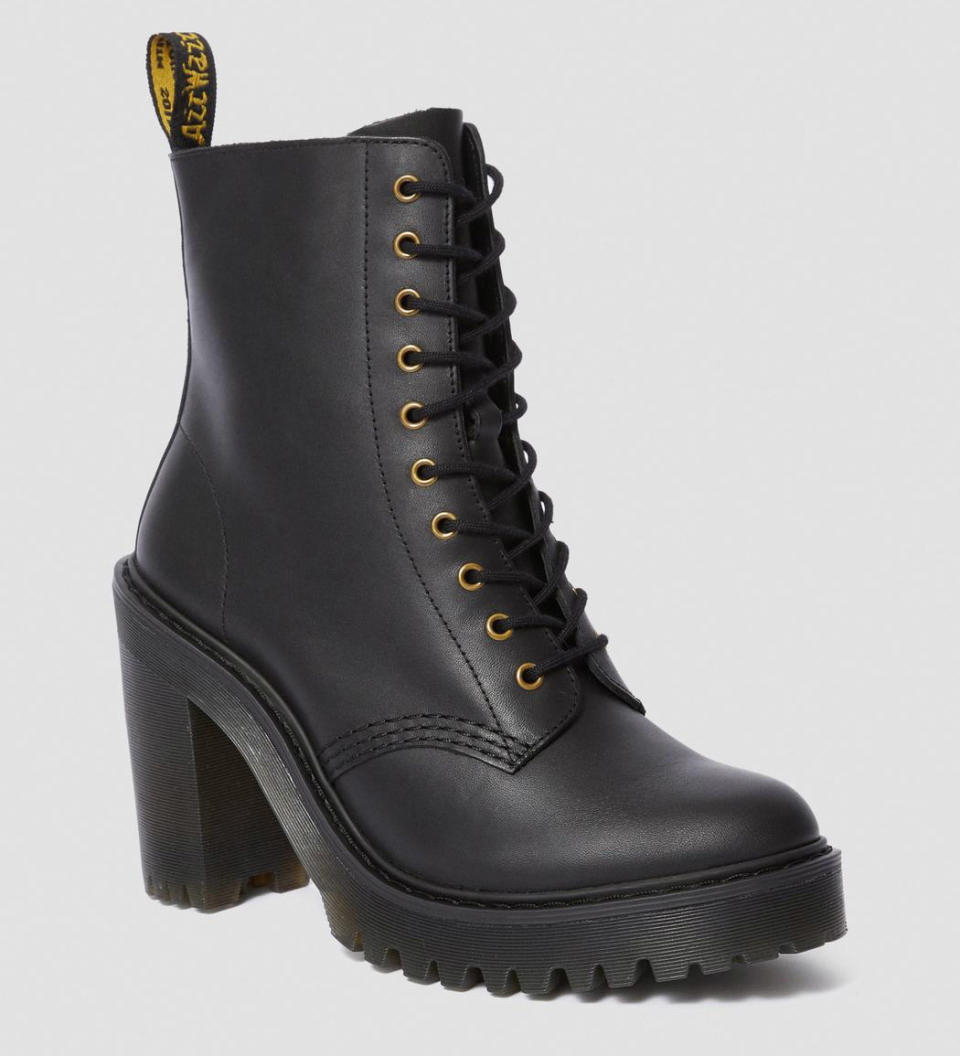 boots, lace-up, black, heels, dr martens