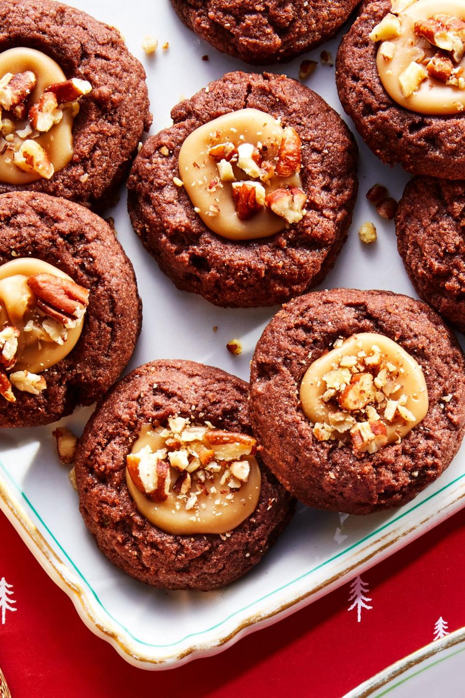Chocolate Thumbprint Cookies with Praline Filling