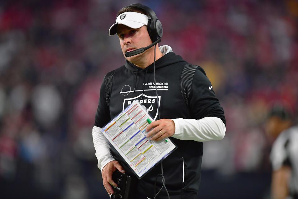 Las Vegas Raiders head coach Josh McDaniels, shown during a Jan. 1, 2023 game.