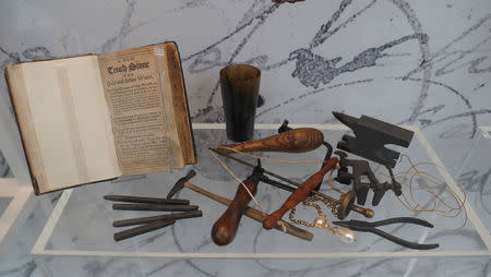 Items related to the banks early years and history are seen on display at Coutts private bank in London, Britain October 10, 2017. REUTERS/Peter Nicholls/Files