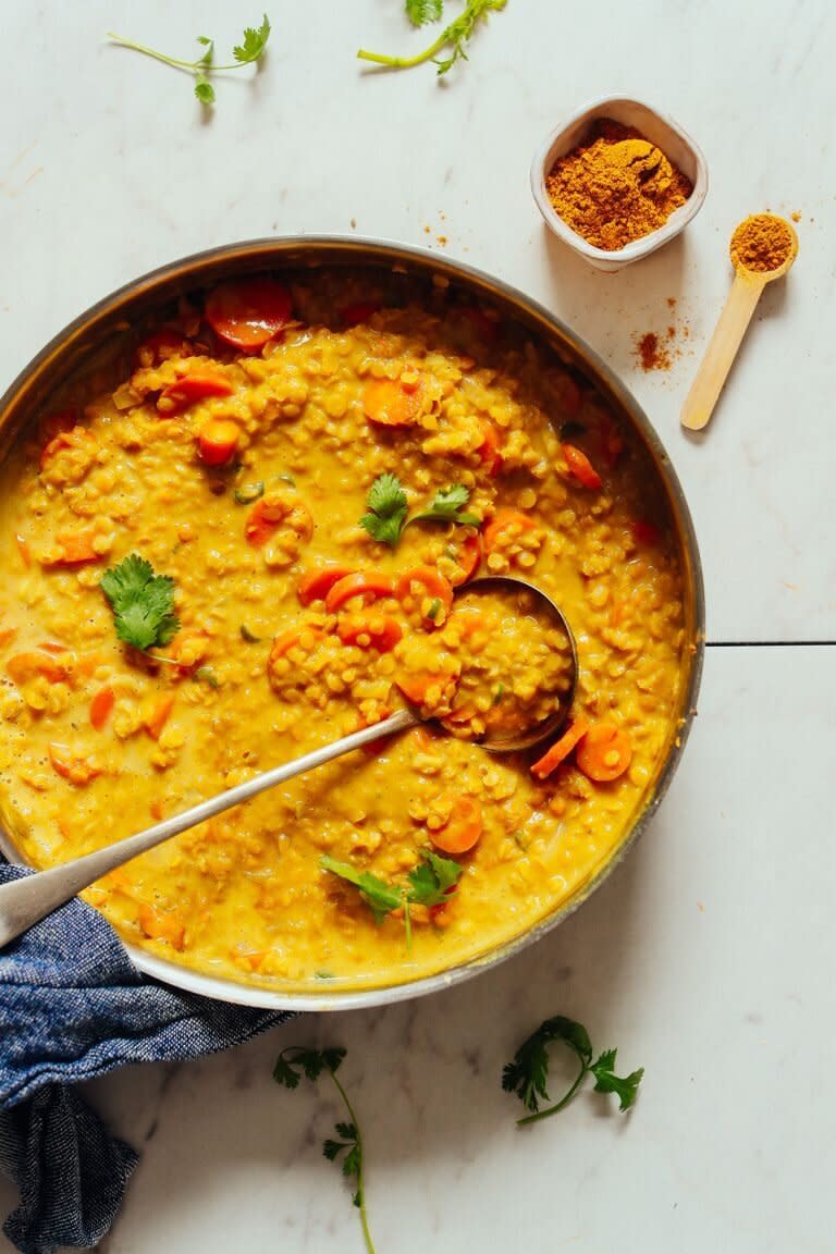 <strong><a href="https://minimalistbaker.com/1-pot-golden-curry-lentil-soup/" target="_blank" rel="noopener noreferrer">Get the One-Pot Golden Curry Lentil Soup recipe from Minimalist Baker</a></strong>