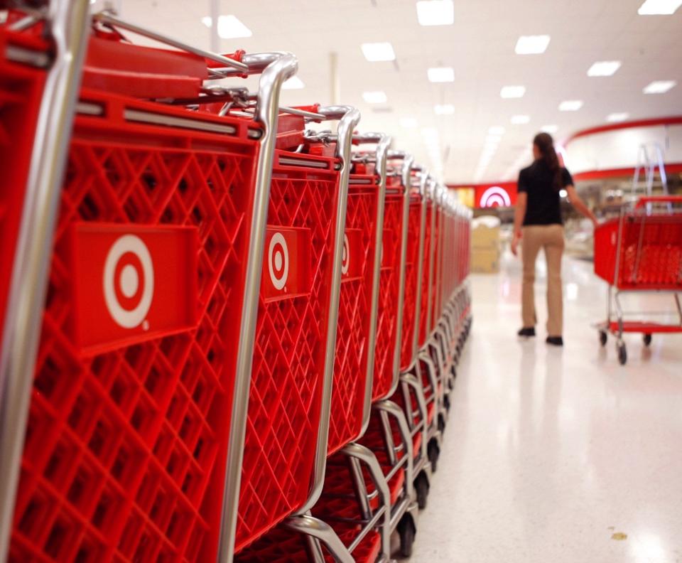 Rows of shopping carts await customers at the new SuperTarget in circa 2006 Boynton Beach.  The store, sells groceries and general merchandise.