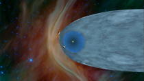 <b>First sounds of interstellar space</b><br> Shortly after the official confirmation was given that Voyager 1 had entered interstellar space, NASA released a recording of the first 'sounds' it recorded from there. They weren't sounds as we understand them, but just like sound waves cause air molecules to vibrate, waves of energy thrown off from the sun caused interstellar gas molecules to vibrate, and Voyager's sensors picked this up.