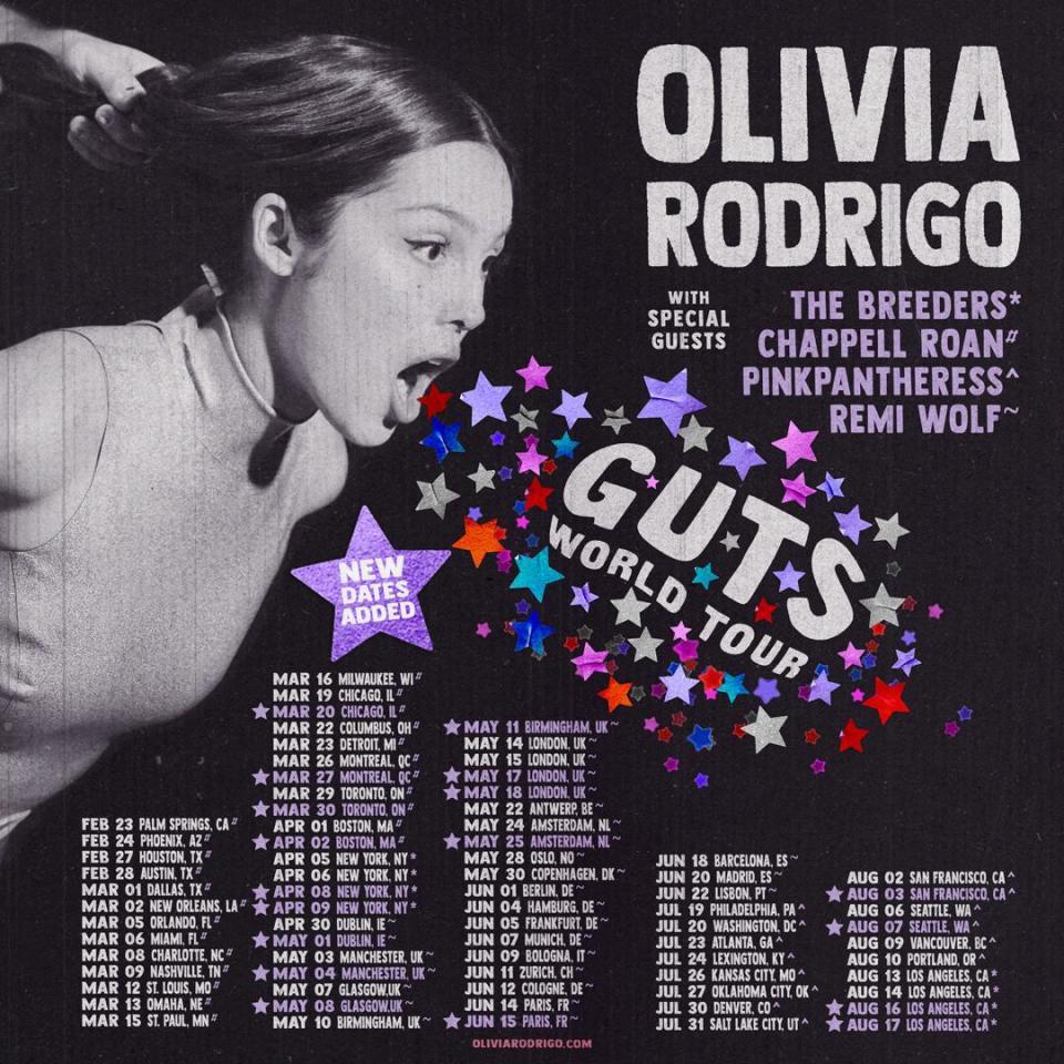 Olivia Rodrigo GUTS World Tour poster