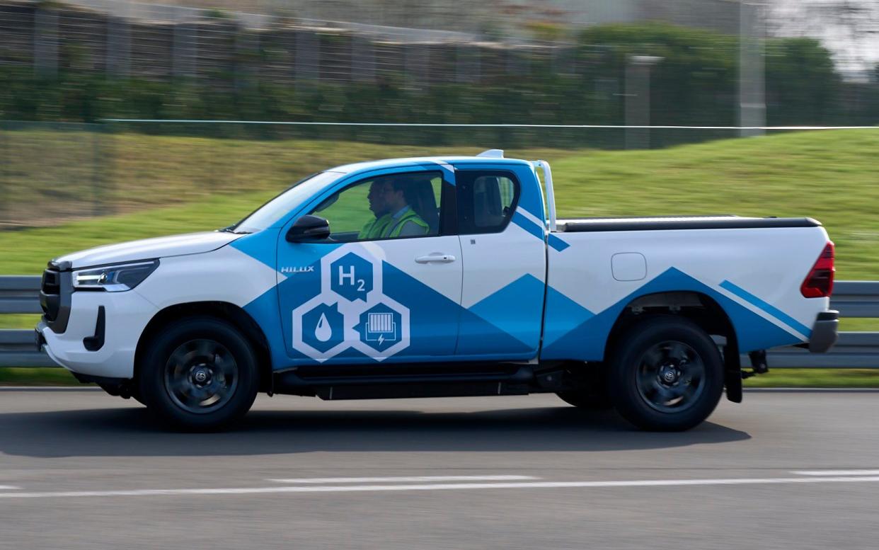 The new hydrogen-powered Hilux at Toyota's Zaventem technical centre