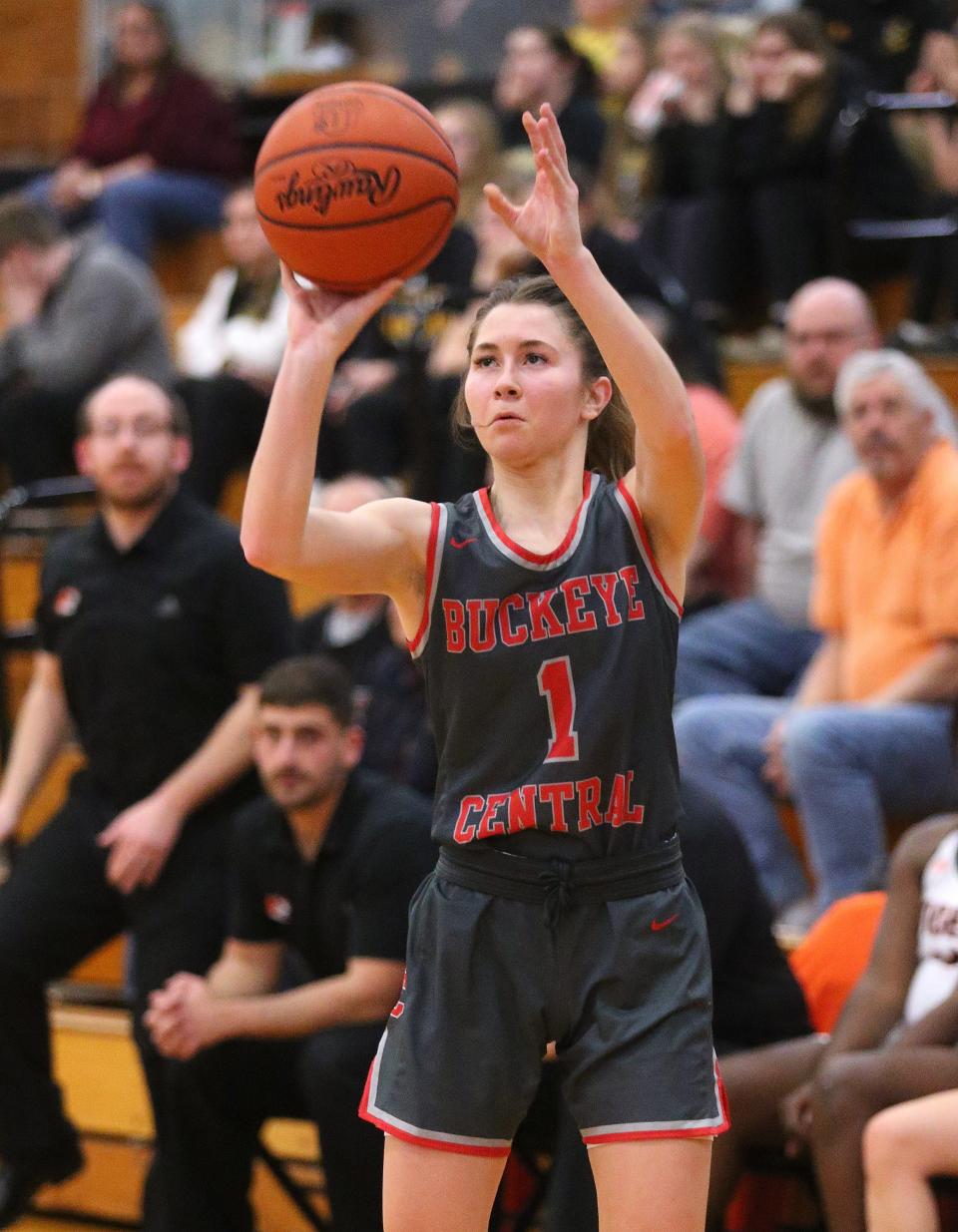 Buckeye Central's Emily Siesel knocks down a shot in the Division IV regional semifinal against Dalton.