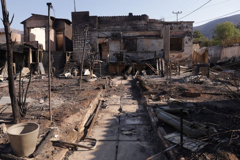 Aftermath of a wildfire near Athens