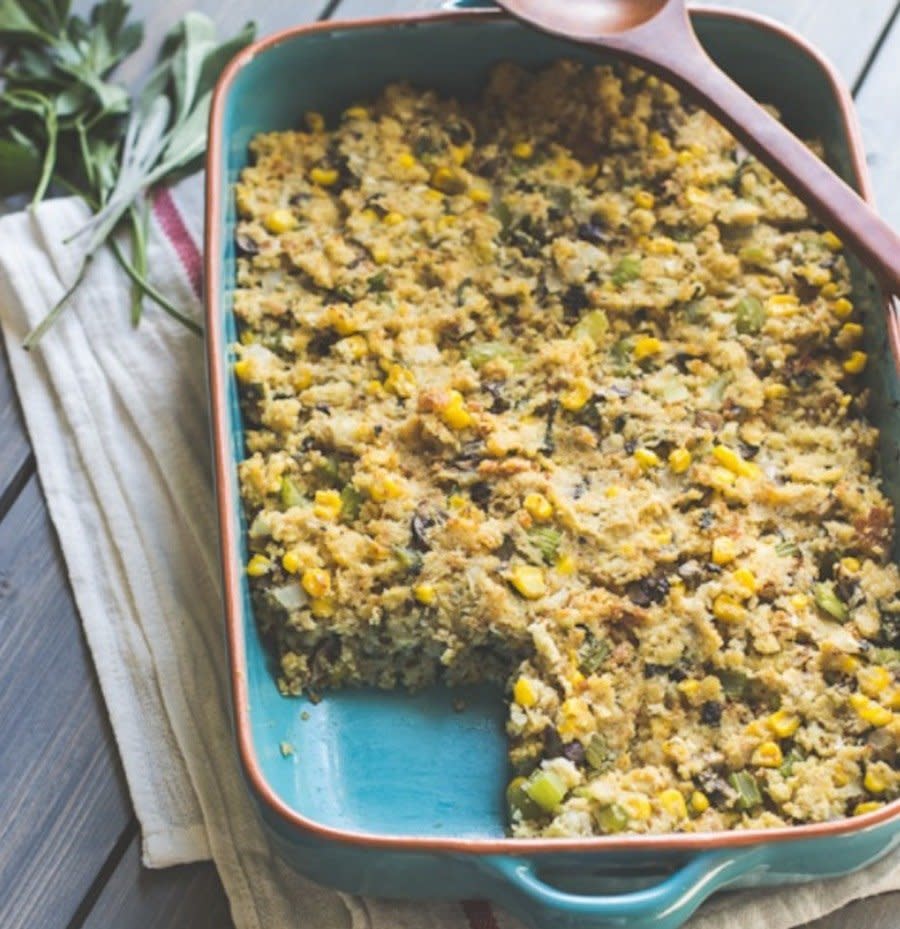 <strong>Get the <a href="http://www.mjandhungryman.com/vegetarian-cauliflower-cornbread-dressing-with-mushrooms/" target="_blank"> Cauliflower Cornbread Stuffing With Mushrooms recipe</a> from MJ And Hungry Man</strong>