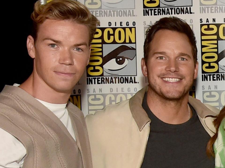 Will Poulter and Chris Pratt at San Diego Comic-Con in July 2022.