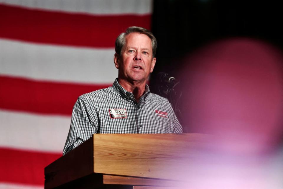 <div class="inline-image__caption"><p>Georgia Republican Gov. Brian Kemp speaks at a campaign event in Kennesaw, Georgia, U.S., Nov. 7, 2022. </p></div> <div class="inline-image__credit">Dustin Chambers/Reuters</div>