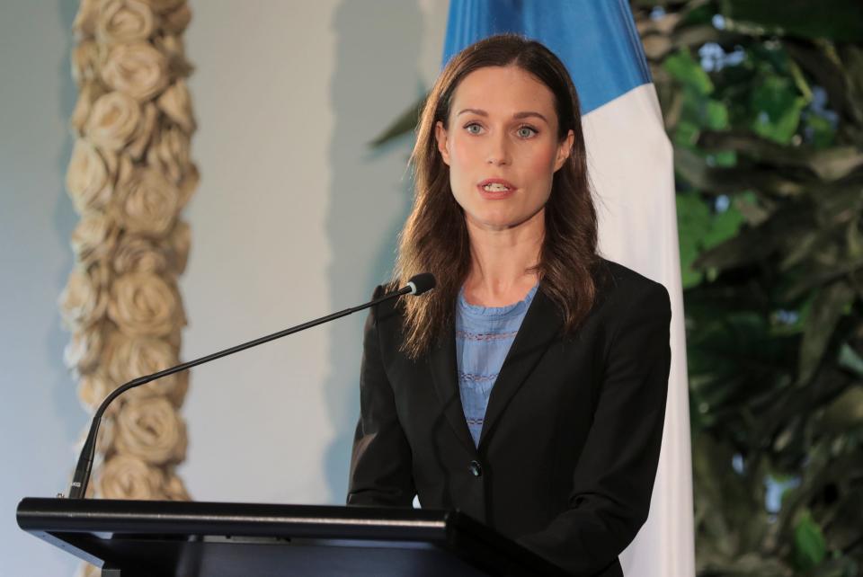 Marin at a press conference in Auckland