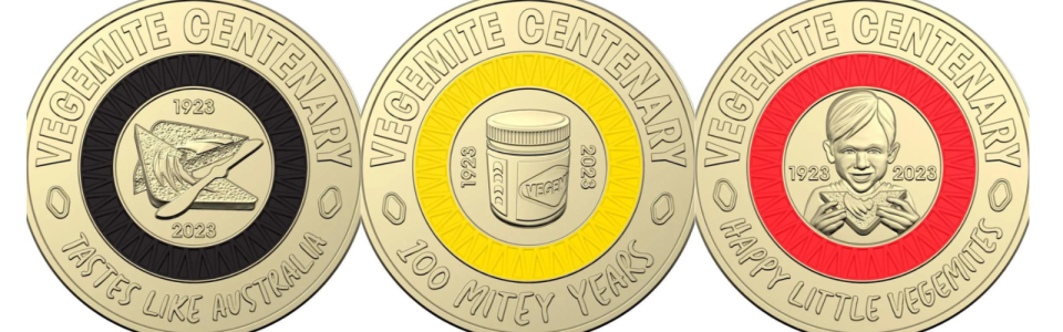 The three designs on the vegemite $2 coins.