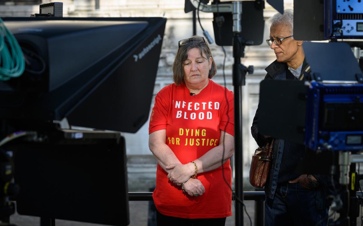 Jackie Britton, who was mistakenly infected with Hepatitis-C through a blood transfusion following the birth of her daughter in 1983, waits to hear the findings of the inquiry