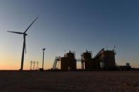 A wastewater injection facility operated by On Point Energy is seen at sunrise in Big Spring, Texas U.S. February 12, 2019. Picture taken February 12, 2019. REUTERS/Nick Oxford