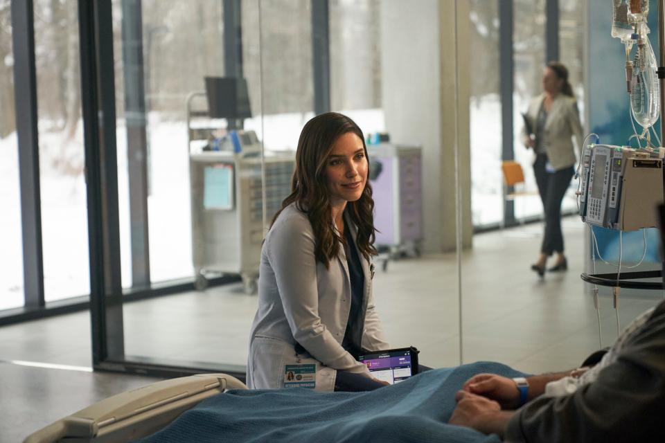 Sophia Bush as Dr. Sam Griffith in "Good Sam," which marks the "One Tree Hill" alum's first network series regular role since leaving NBC's "Chicago P.D." in 2017.