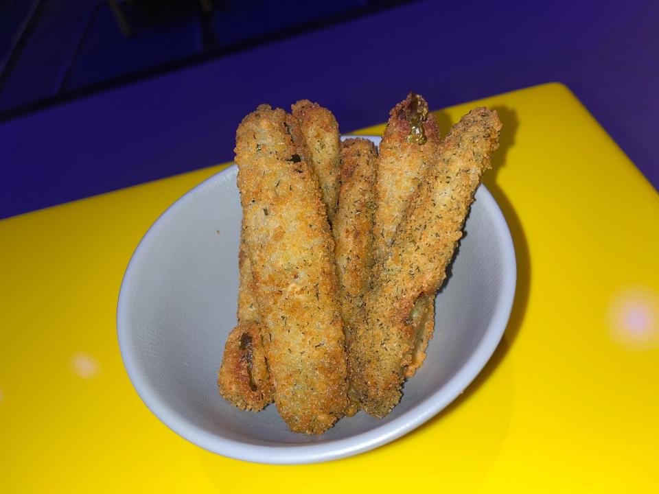 bowl of fried pickles from roundup rodeo bbq in hollywood studios
