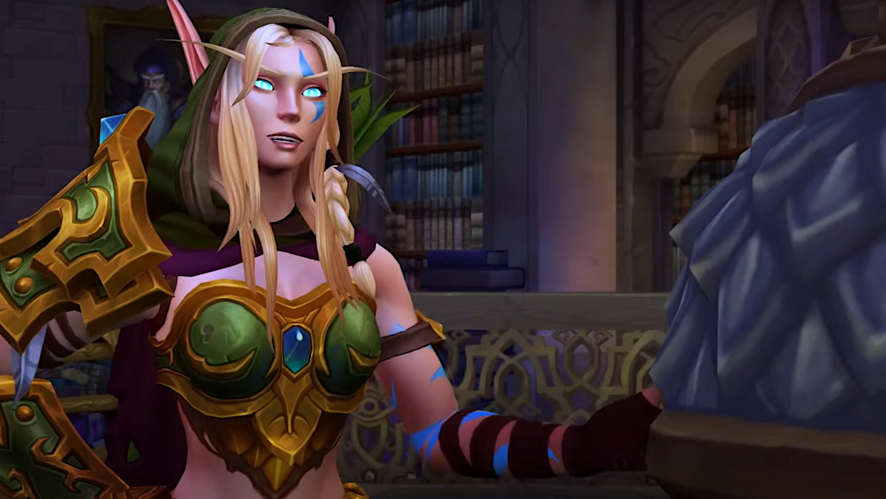  Alleria Windrunner has an animated conversation with Khadgar in the pre-patch for World of Warcraft: The War Within. 