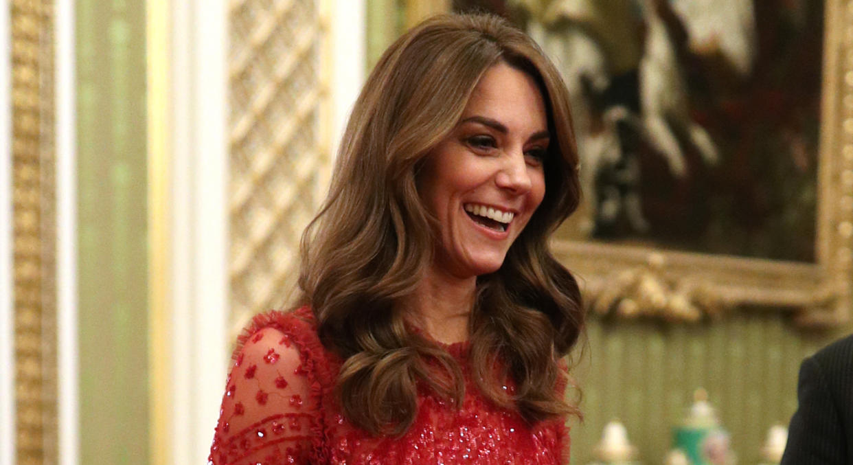 The Duchess of Cambridge wore a red sequin dress for a reception at Buckingham Palace to mark the UK-Africa Investment Summit. [Photo: PA]