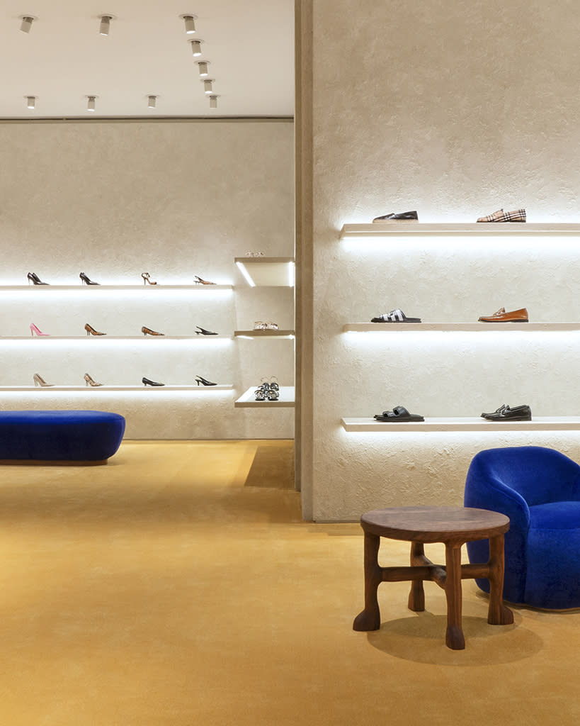 A look at the shoe offering inside Burberry’s newly renovated Fifth Avenue flagship store. - Credit: Courtesy of Burberry