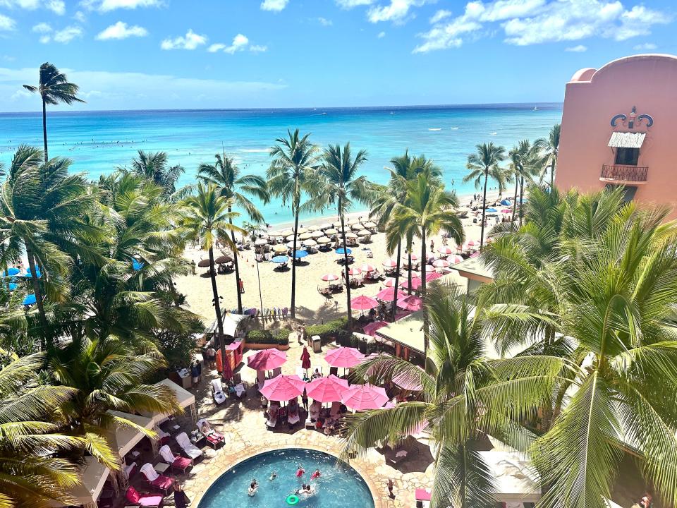 The view from the balcony at the Royal Hawaiian.