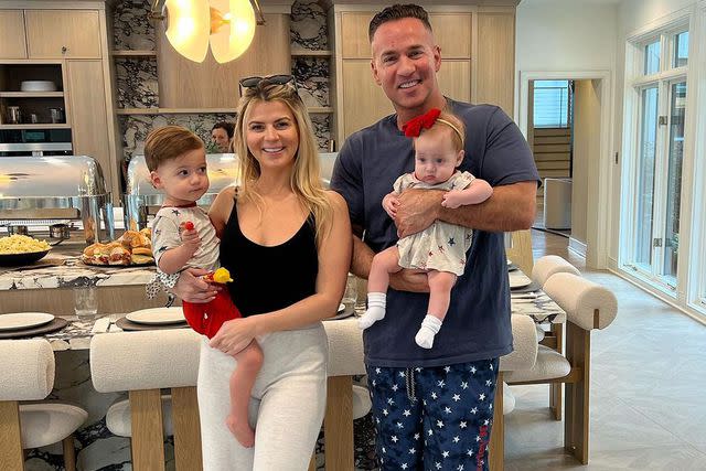 <p>Mike "The Situation" Sorrentino/Instagram</p> Mike "The Situation" Sorrentino poses with wife Lauren, son Romeo, and daugther Mia